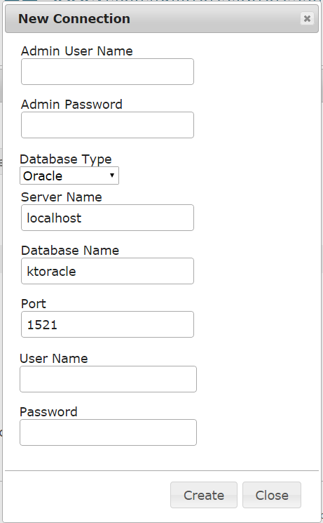 Screenshot of Dialog Box for Oracle Signature Connection